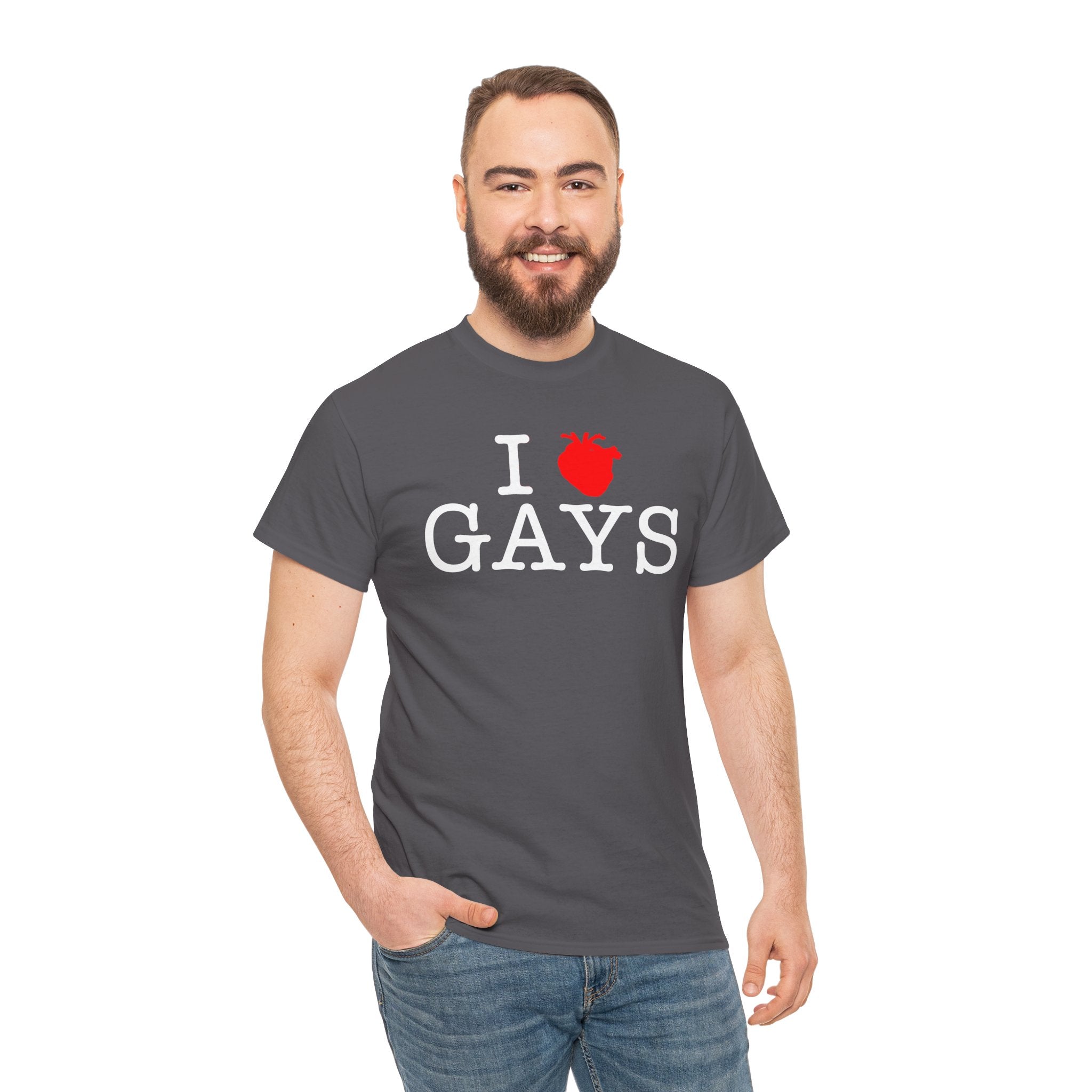 I Heart GAYS (White Text) — Anatomical Heart Graphic Design Con Amor Studios